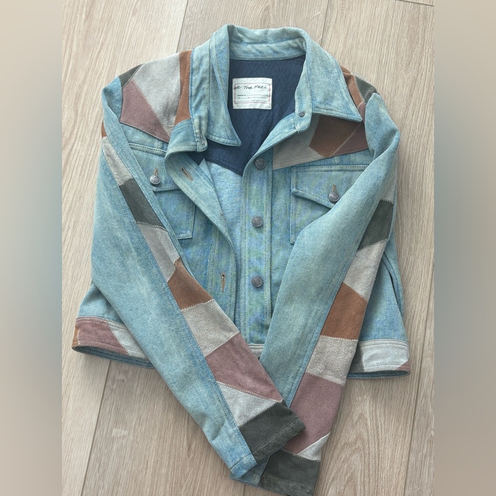Free People Multicolor Patchwork Jean Jacket